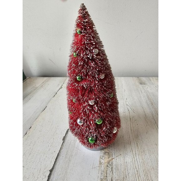 midwest Cannon falls mercury bottle brush ornament mini tree Xmas red flocked de - Picture 2 of 7